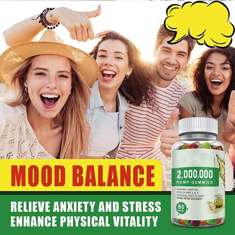 Hemp Gummies Extra Strength High Potency Hemp Supplements Natural Edibles Fruity Gummy with Organic Hemp Oil