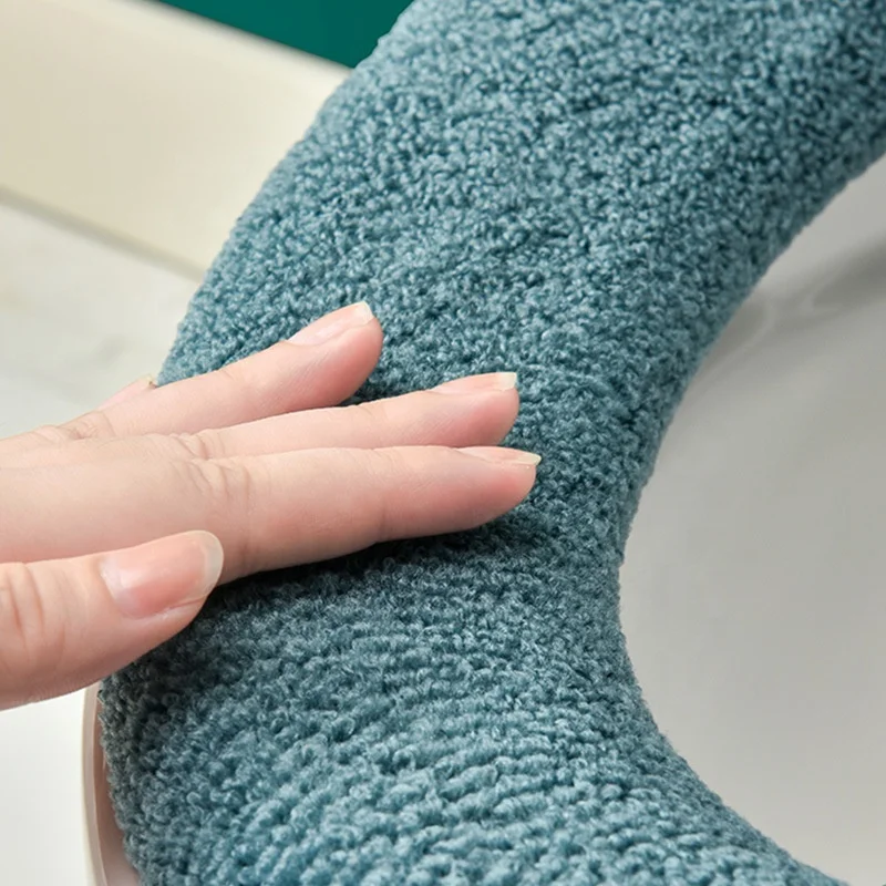A3161 Handle toilet seat universal knitted washable household toilet seat set with extra thick warm toilet seat