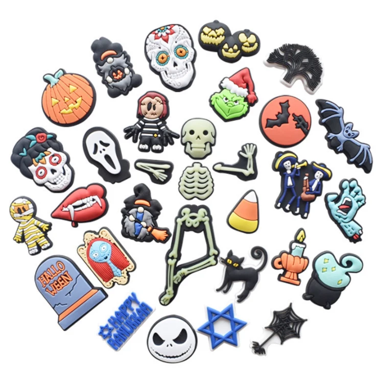 Anime custom shoe charms decoration More than 20000 design available soft halloween PVC shoe charms for Croc