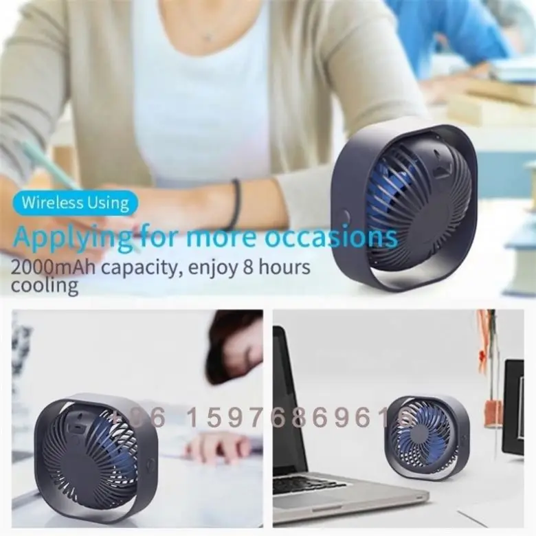 Portable Personal 360 Degree Rotatable Car Outdoor Travel 2000Mah Mini Desk Home Office Outdoor Desktop Fan