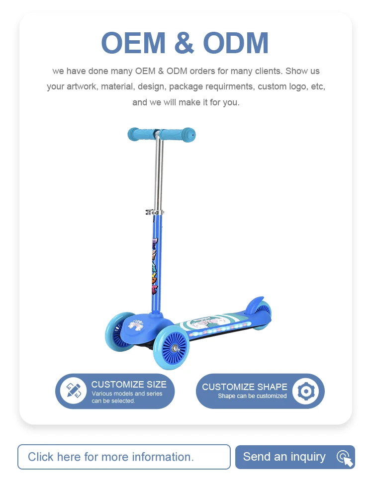 Customised Logo Toddler Child Mini Scooter Outdoor Foldable Scooter with Adjustable T Bar