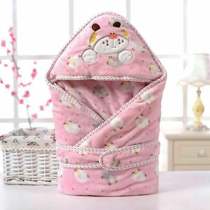 
winter Newborn Infant Baby Kids Soft Flannel animal baby bath hooded blanket 