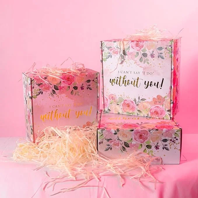 Wedding Deluxe Birthday Gift Box Set Instagram Empty Rigid Boxes with Matt Lamination and UV Coating for Bridesmaids & Gifts