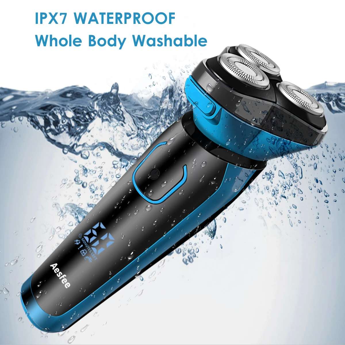 Human Hair Care Razor Rotary Shaver for Men, Wet & Dry Electric Shaver with Beard Trimmer Removal Cut Waterproof, LCD Display