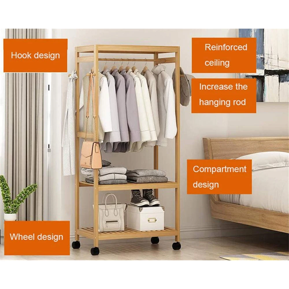 Hang clothes and store things bamboo wardrobe clothes organizer