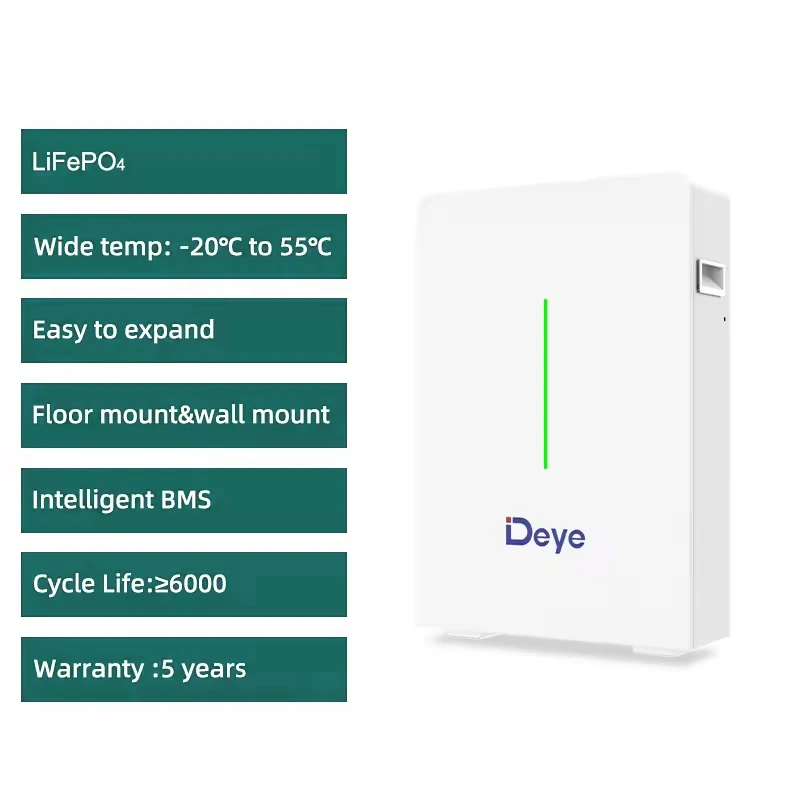 DEYE 208AH 10.6KWH Home Energy Storage 51.2V Power Wall Deye RW-F10.6 Wall-Mounted LFP Battery for home use