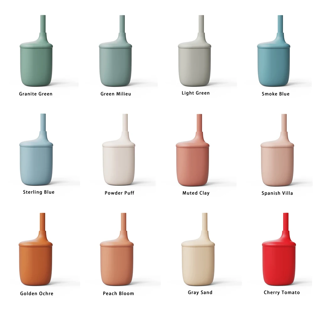 Top Quality Food Grade Silicone Cup With Lid Non Slip Baby Sippy Drinking Cup Silicone Baby Straw Cup