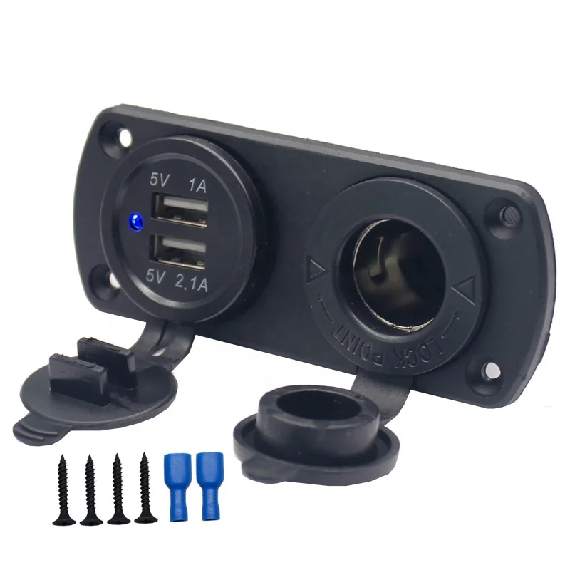 12v Dual USB Charger Power Adapter 2 in 1 cigarette lighter socket 5V 3.1A for car motorcycle atv