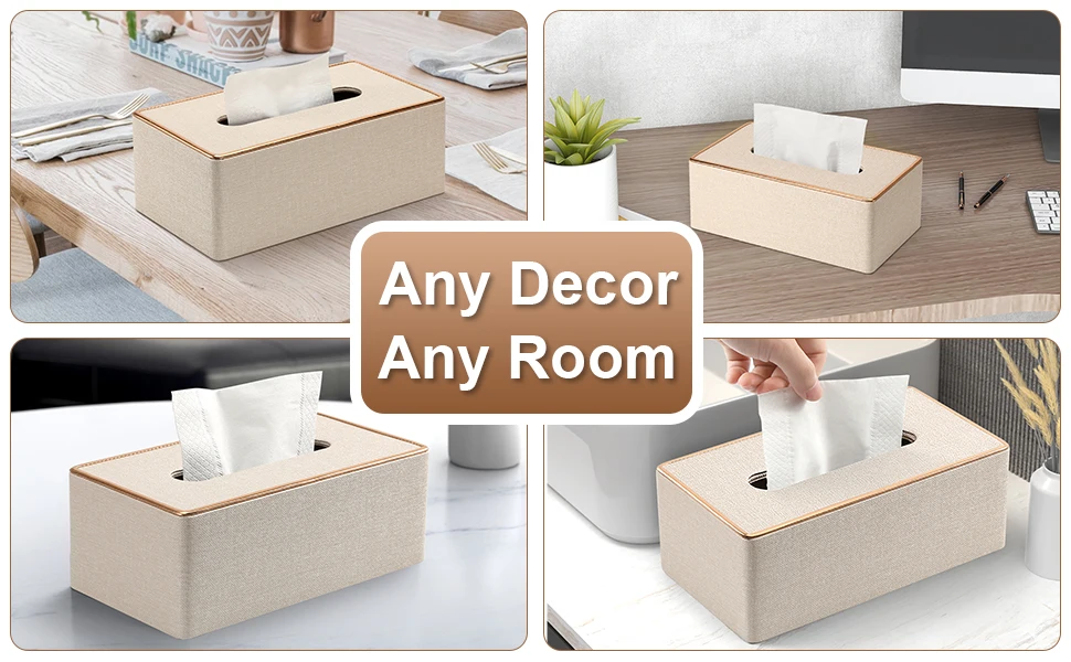 Elegant Home Decor Bathroom Accessory Premium Luxury Leather Tissue Box Cover Dispenser Holder