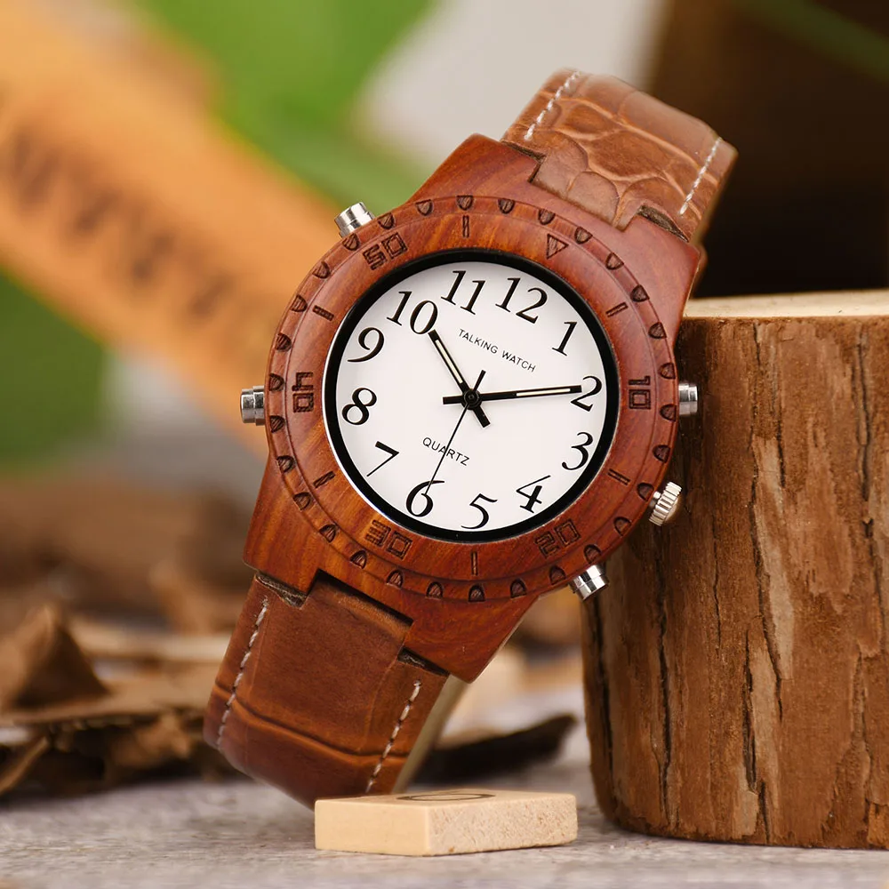 Languages customized talking watches Japanese movement English quartz talking watch for blind people