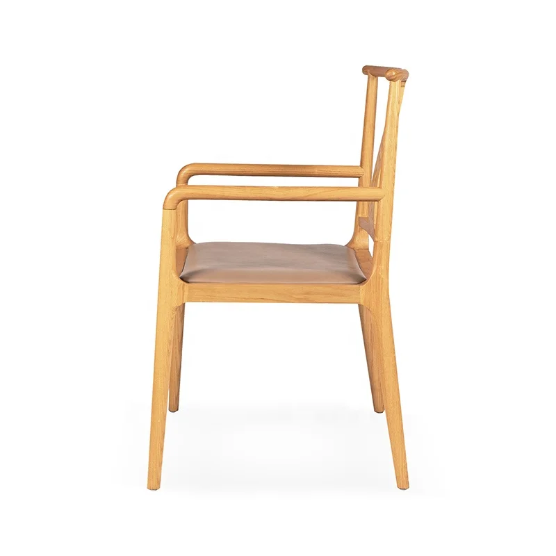 Haoxin Luxury Vintage Long High Back Genuine Leather Armchair Living Room Chair with Upholstered Leather Armchair