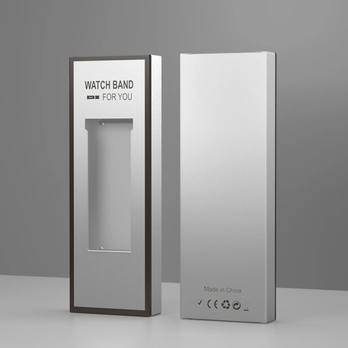 Wholesale Cheap Paper Storage Packaging Carton For Silicone Leather Steel Smartwatch Band Case Silver Paper Storage Box