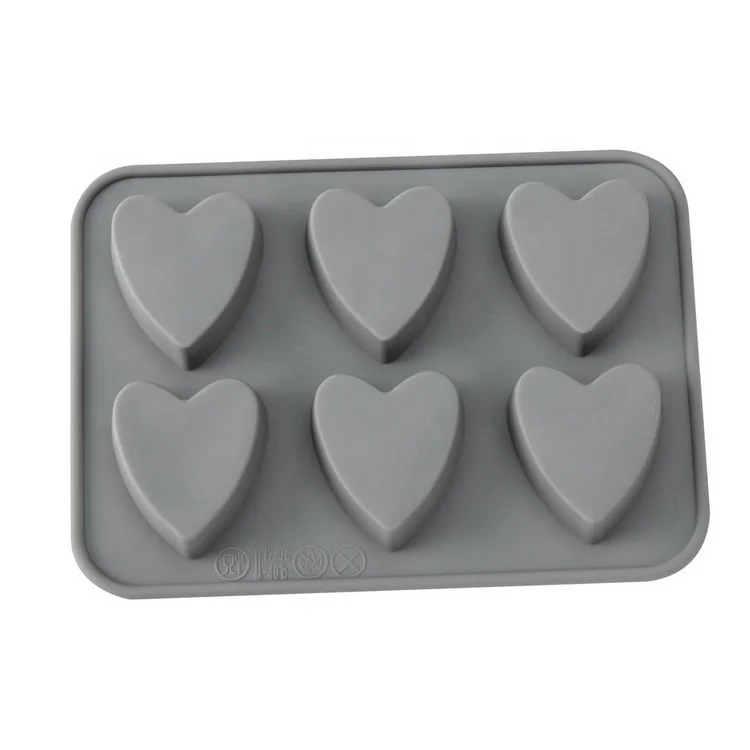 Силиконовая форма в форме сердца, 6 штук