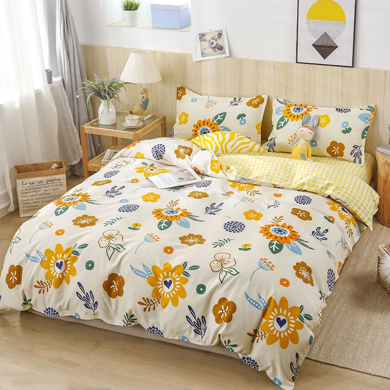 Flower design polyester print duvet cover set bedding set duvet cover comforter cover set