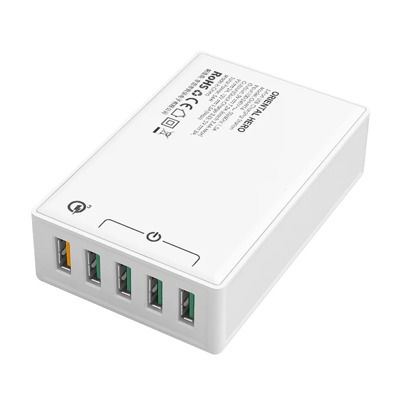
54W 5-ports QC3.0 Desktop Charger Multiport USB Travel Charger 