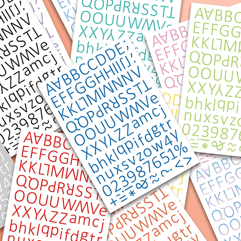 12 Colors Factory Wholesale Adhesive Colorful Words Custom Sticker Alphabet Letters And Numbers Stickers