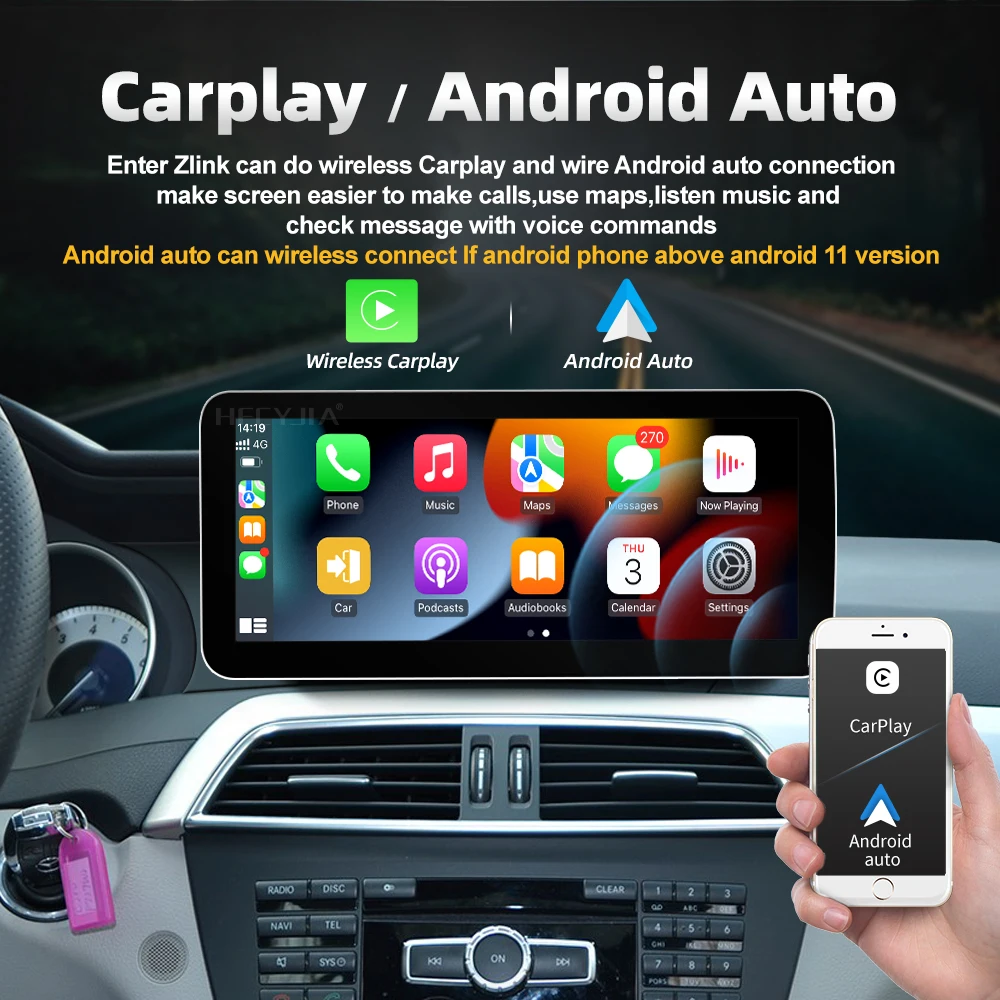 12.3 Inch Android 13 Car Radio Stereo Screen WIFI SIM Carplay Multimedia For Mercedes C GLC W204 W205 W447