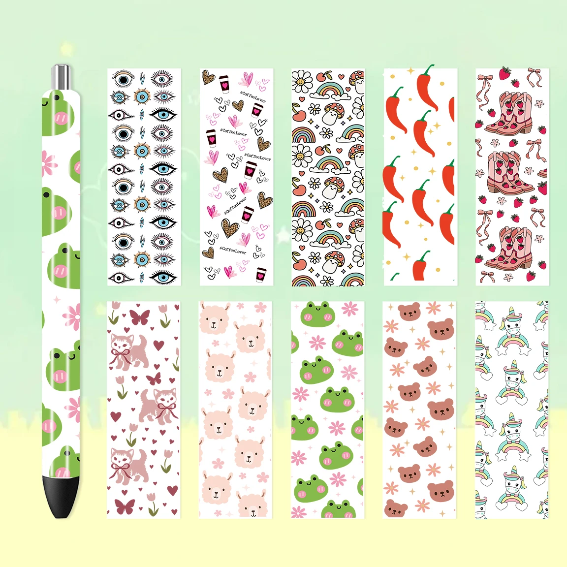 Student Gift Uv Dtf Pen Wraps  Animal Flowers Transfer Paper Stickers Waterproof Crafting Pen Diy logo stickers