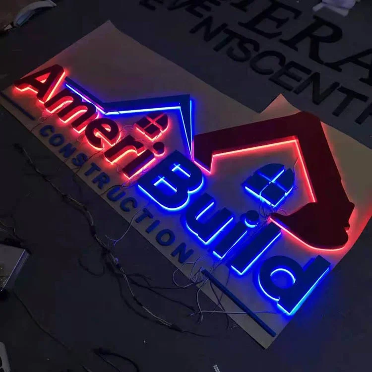 Waterproof led backlit business signs 3d led lighting letters backlit metal logo led outdoor signage