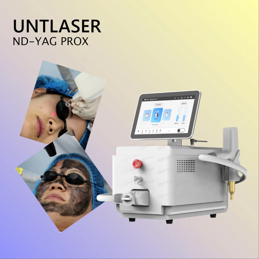 Portable q-switch nd yag laser tattoo removal carbon peeling skin whting machine with 1064nm and 532nm treatment head