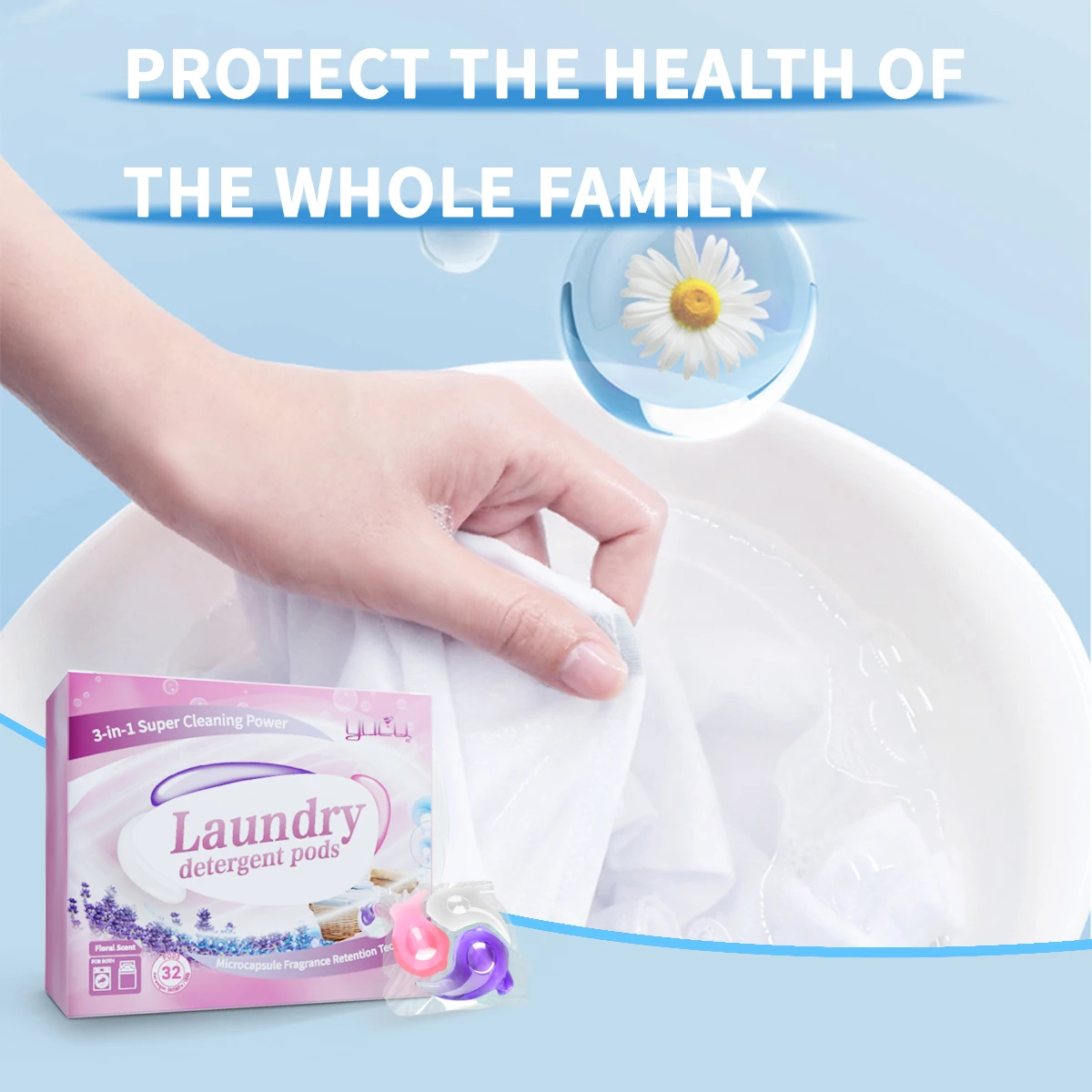 Eco-friendly 3in1 Laundry Detergent Pods 30 Count Superior Cleaning Power Stain Remover  Lavender Vanilla Scent Wash Capsules