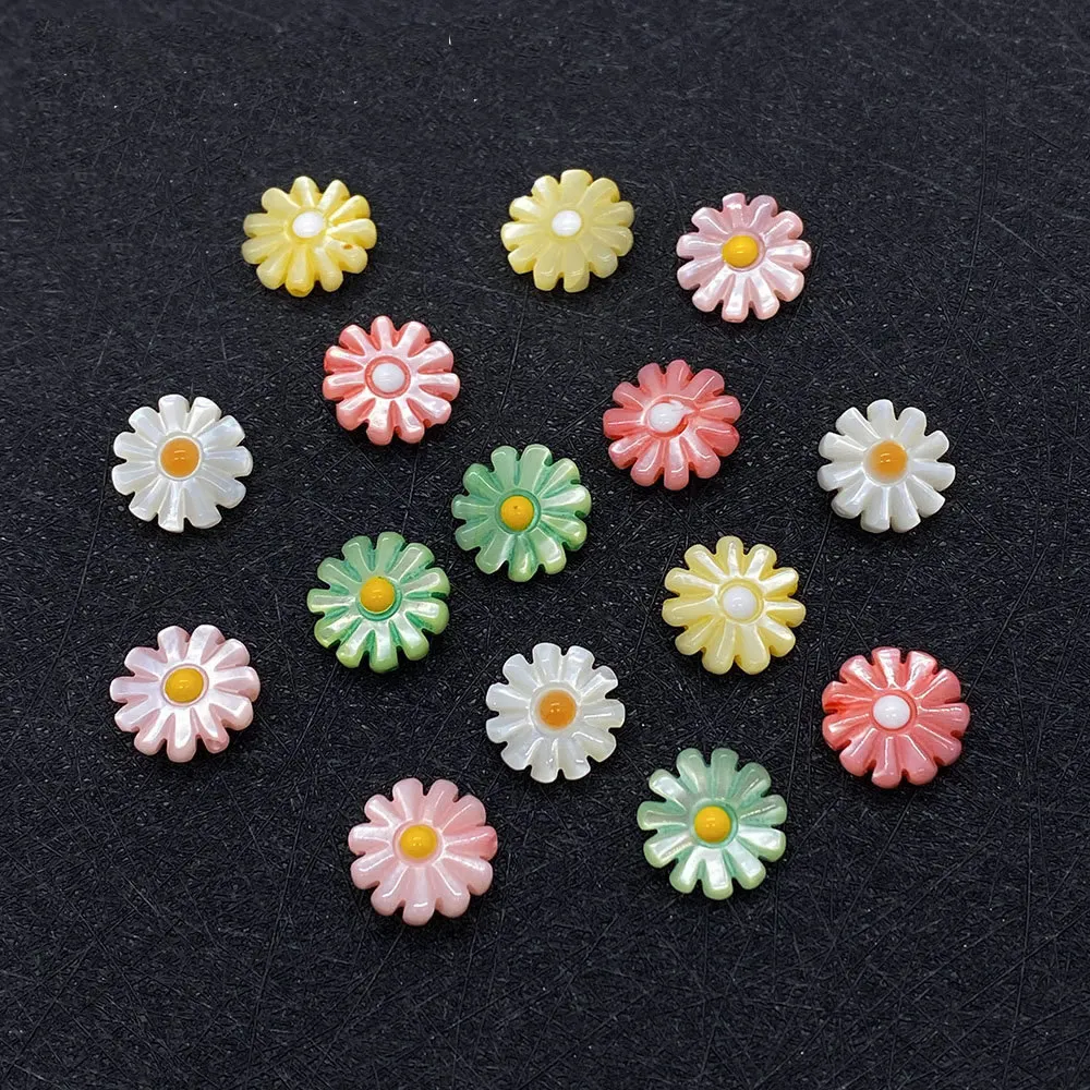 10mm 12mm Natural Flower Daisy Charm Mother Of Pearl Shell Beads For Making Jewellery