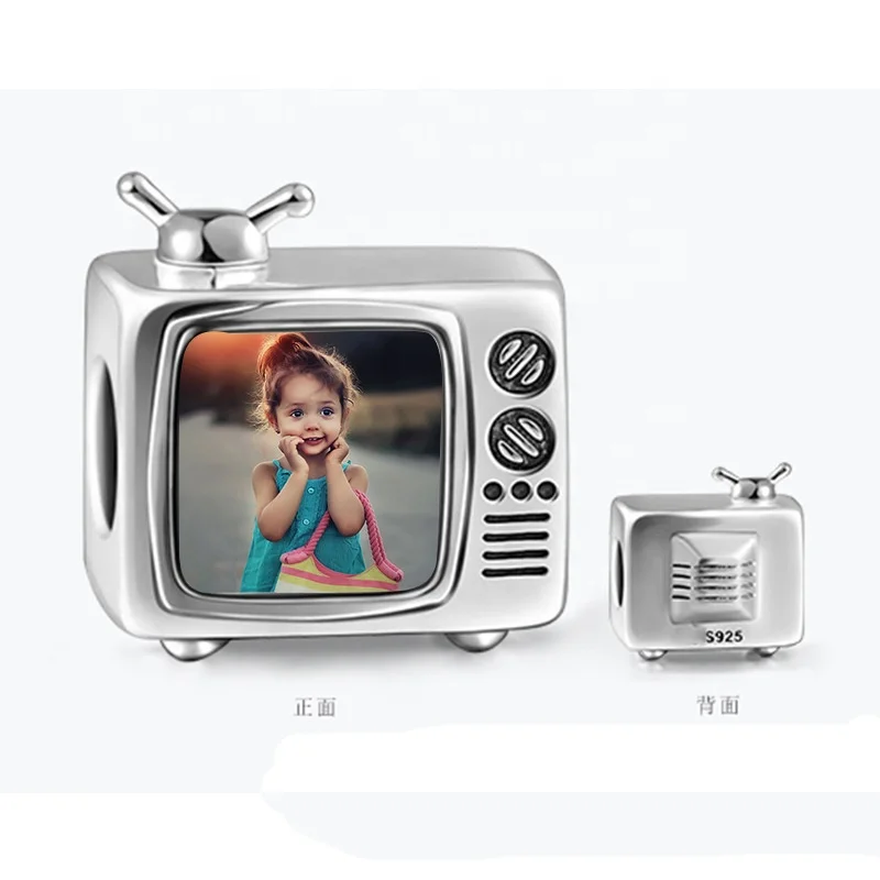 DIY Custom Solid 925 Sterling silver Charm Engraved Live Laugh Love Bead Photo Frame Jewelry