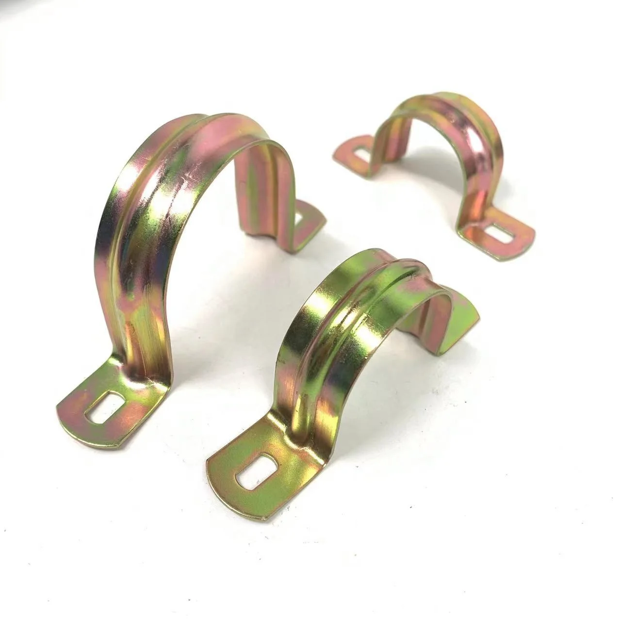 1-1/4' Wholesale Galvanized Support of Pipe Strap U Shaped Saddle omega Clamp Small Two Hole Tube for PVC Piping