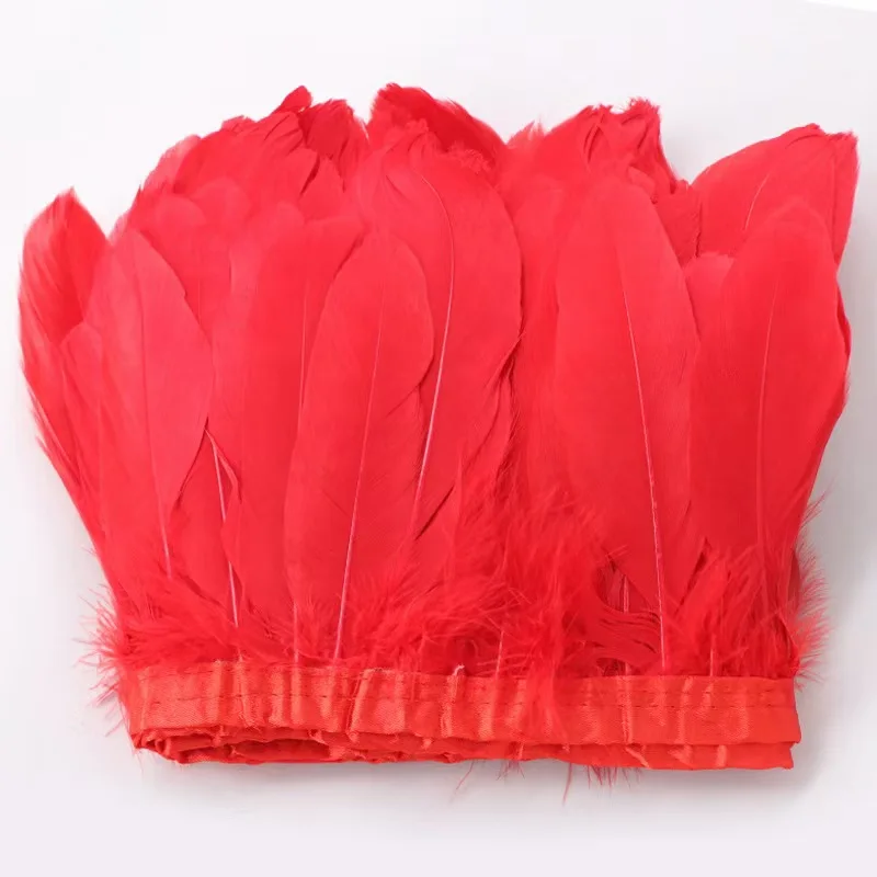 13-18cm wholesale in bulk 2 yards goose feather fringe trim for Dress Skirt Cloth decorative Clothing