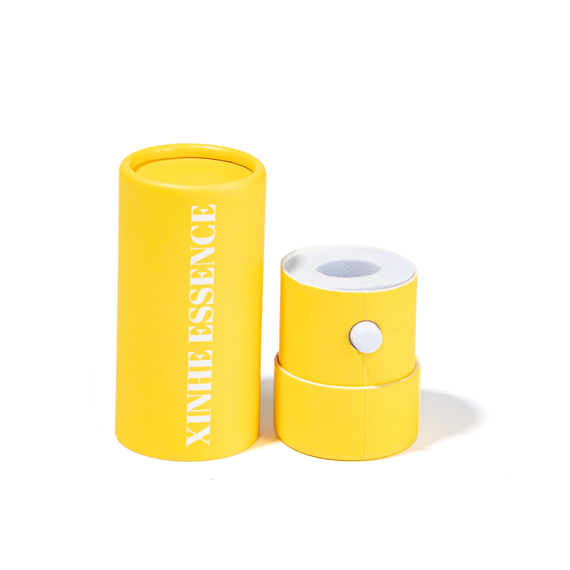 Child Resistant Custom Cardboard Tube Herb Container Joint Paper Tube With Childproof Button Eva Insert Protection