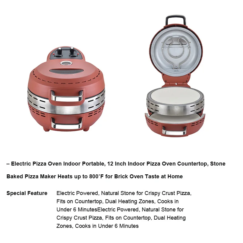 Fast Cooking Electric Pizza Oven Heats up 400 for Two Pizzas