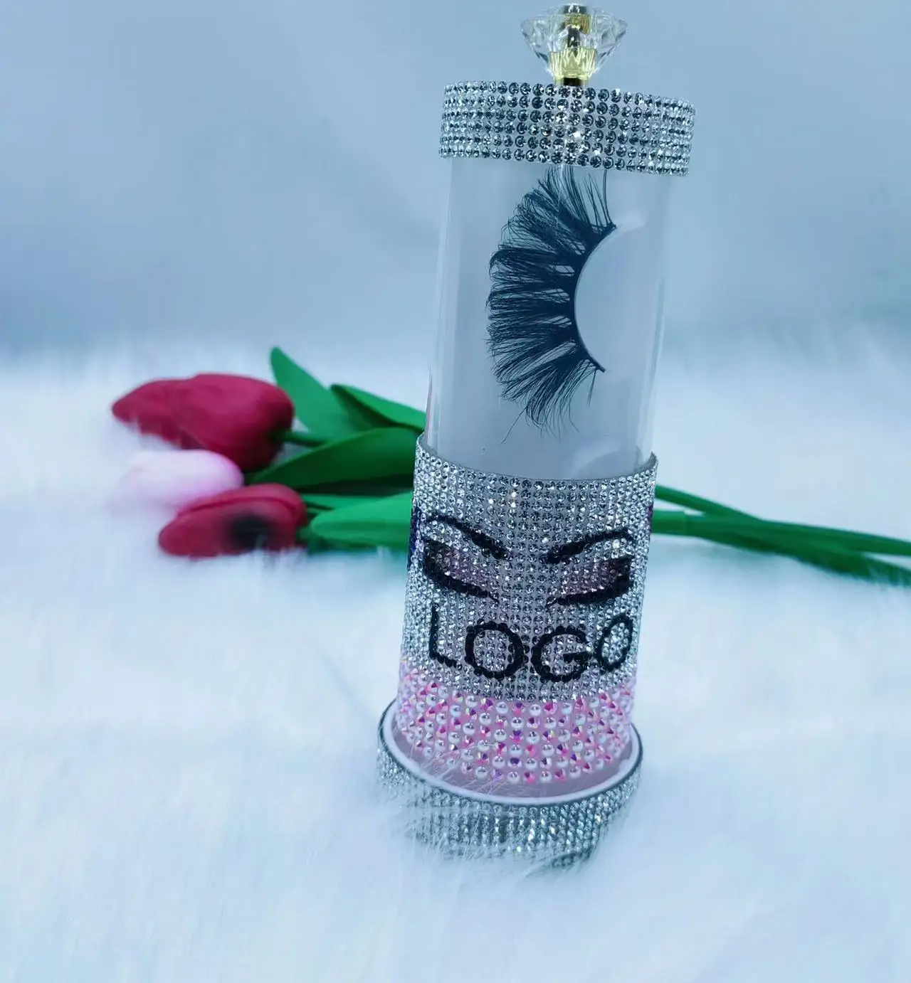 2022 Hongjun Reliable Soft Magnetic Grafting Rose Gold Diamond With Logo Packaging Lashes With Eyelash Cases Privtate Label