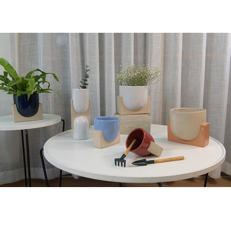 Wholesale low MOQ custom sizes cup shaped plants pots small ceramics flower pot for indoor plants large