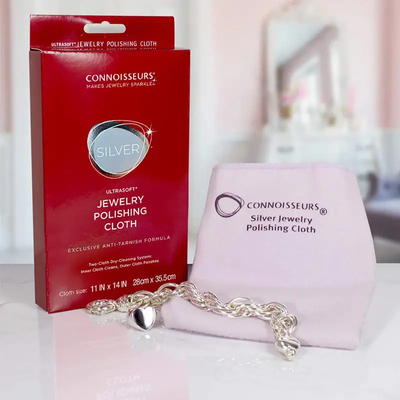 Connoisseurs UltraSoft Silver Jewelry Cleaning Cloth 2 Layers Cotton Silver Jewellery Watches Polishing Cloth