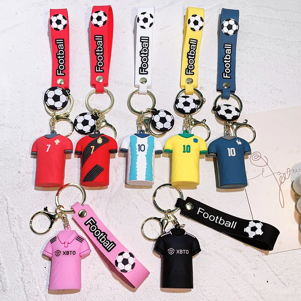 High Quality Custom 3d Football Jersey Key Chain Sport Game Star Keyrings Messi Keychains Schoolbag Pendant Pvc Gift Keychain