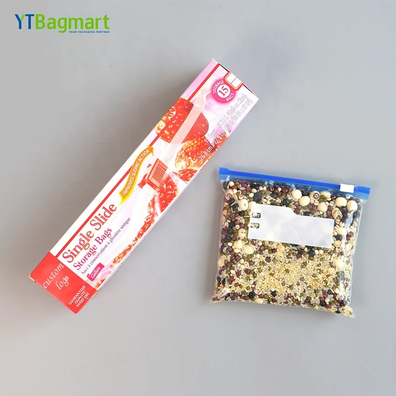 YTBagmart Reclosable Food Packaging Transparent Zipper Ziplock Bag Freezer Storage Resealable Ldpe Plastic Slider Bag