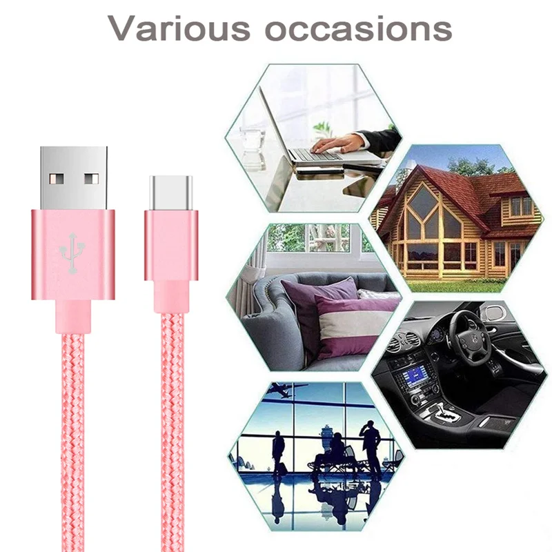 Hot sales Fast charging Nylon braided type c usb Data Charger Cord for iPhone  Type-C USB cable
