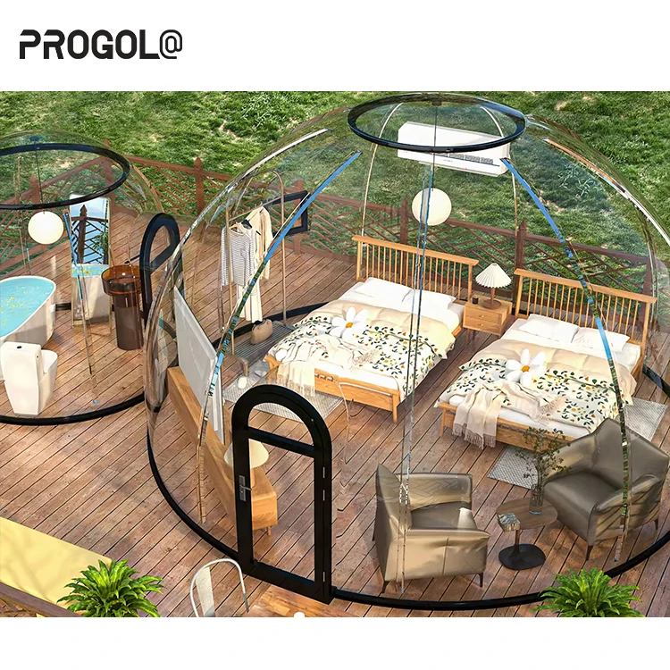 Progola Polycarbonate Transparent Clear Outdoor Camping Geodesic Glamping Dome Tent Luxury Hotel House Bubble Dome Room