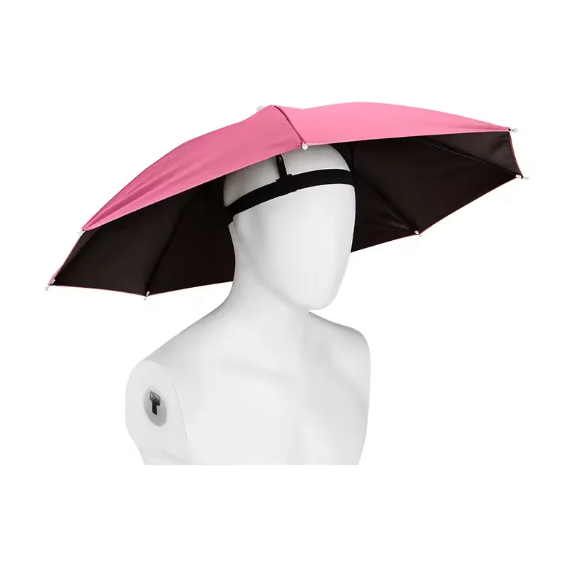 Wholesale Low MOQ Small Size Head-Mounted Silver Hat Umbrella Outdoor Customized With Logo