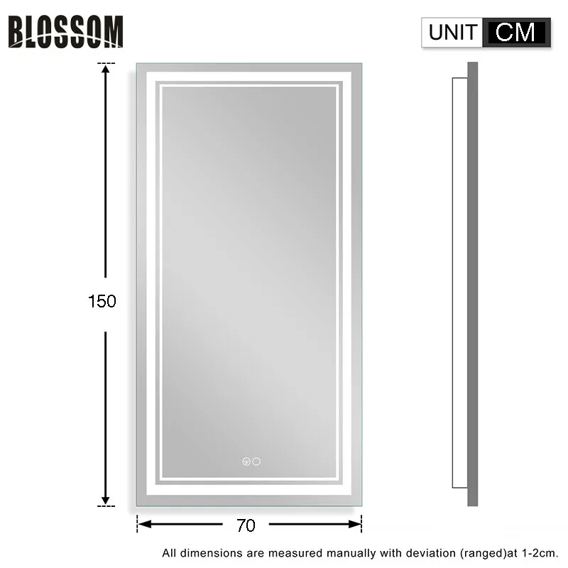 Full Sized Led Floor Stand Length Body Dressing Decorative Wall Dimmable Mirror With Led Lights