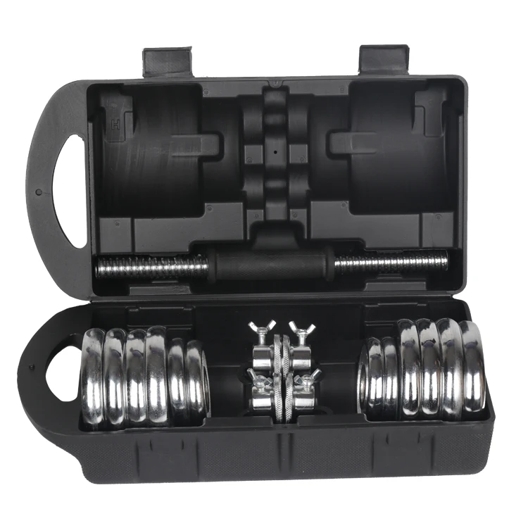 Hot Sale Cheap Gym Home Fitness 20KG Electroplate Cast Iron Weights Adjustable Dumbbell Set