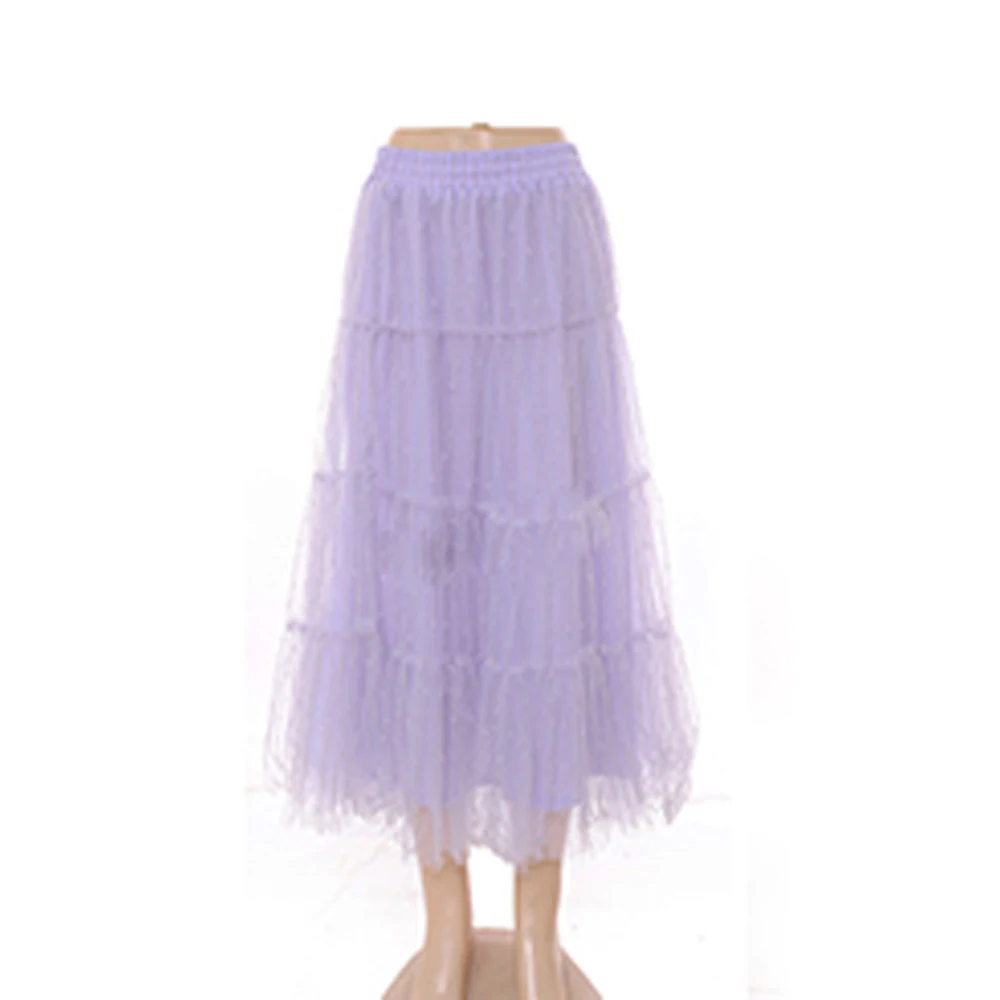 High quality summer irregular skirts Gold thread dot A-line mesh casual ruffle skirt women skirts elegant
