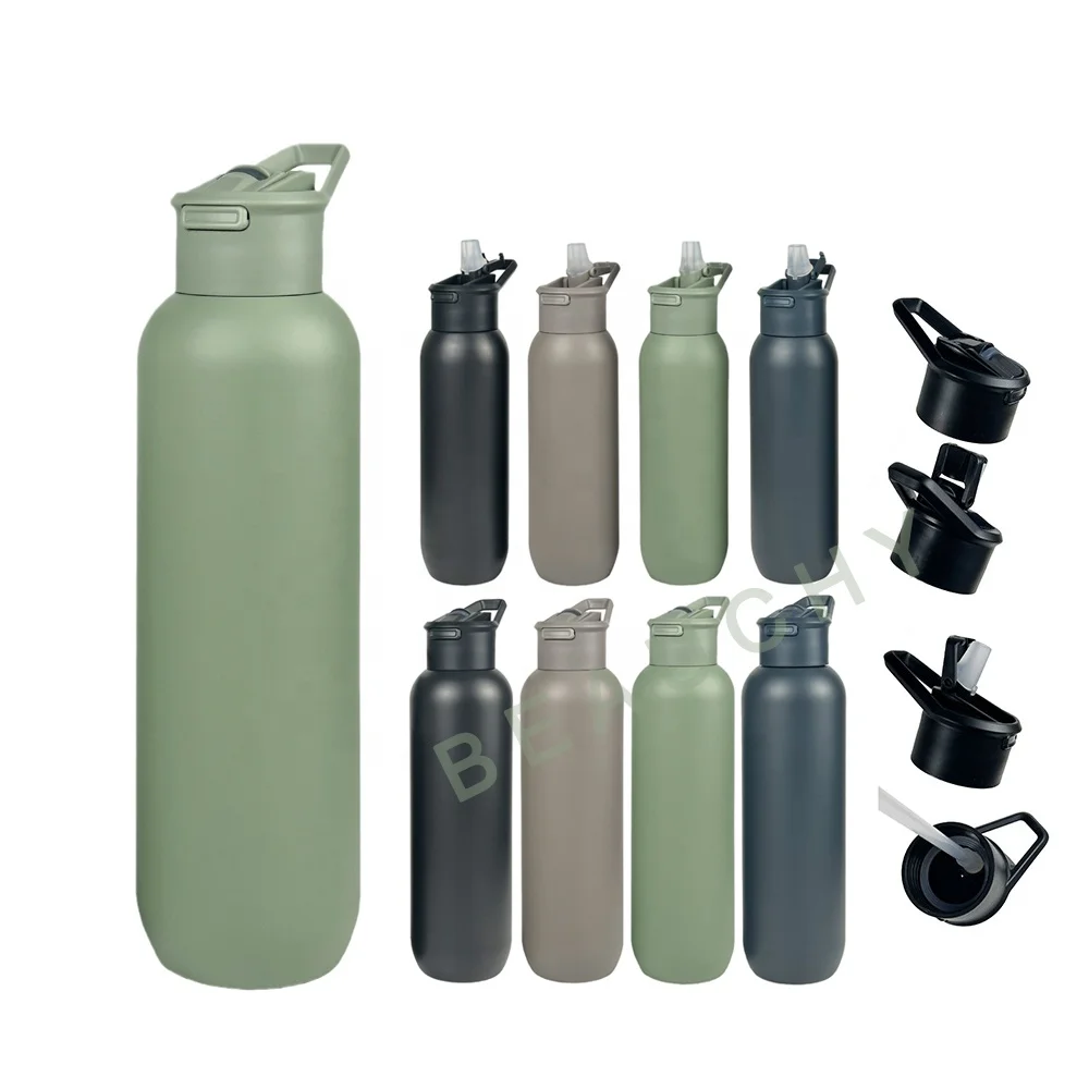 Customized 580ml 1000ml insulated stainless steel water bottles tumbler sport water bottle with straw for camping