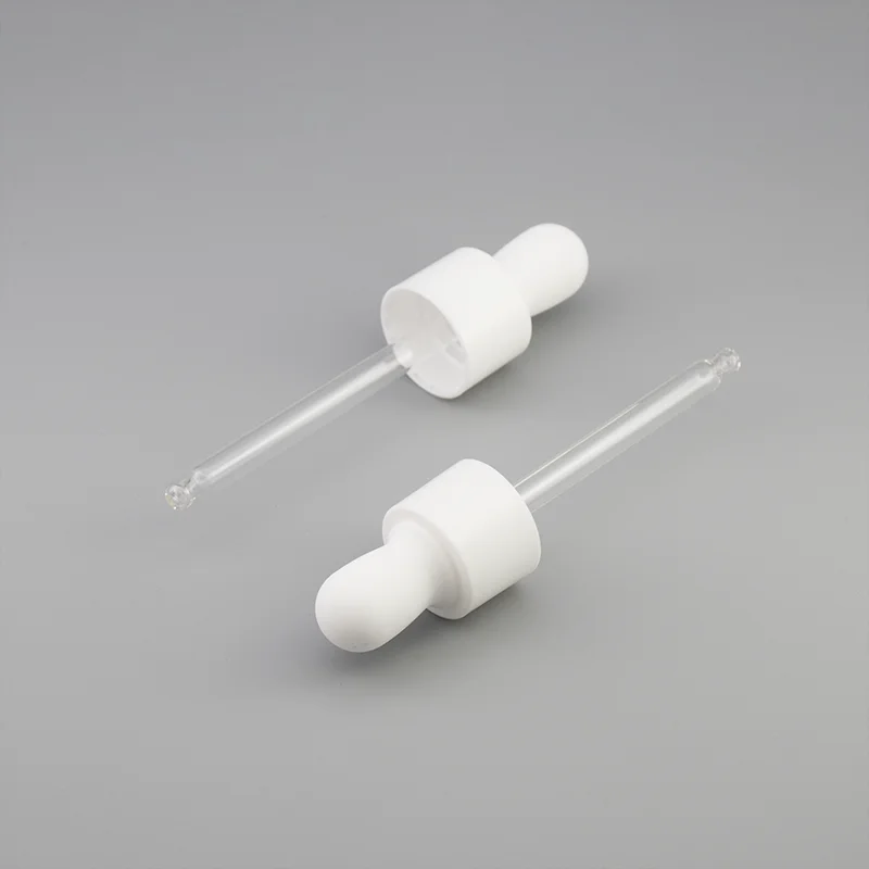 20/410 white dropper with glass pipette and silicone head 20mm glass dropper for cosmetic bottle