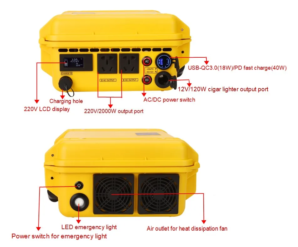 AC 220v 2000w 2072wh whole home backup mini generator power station with solar panel