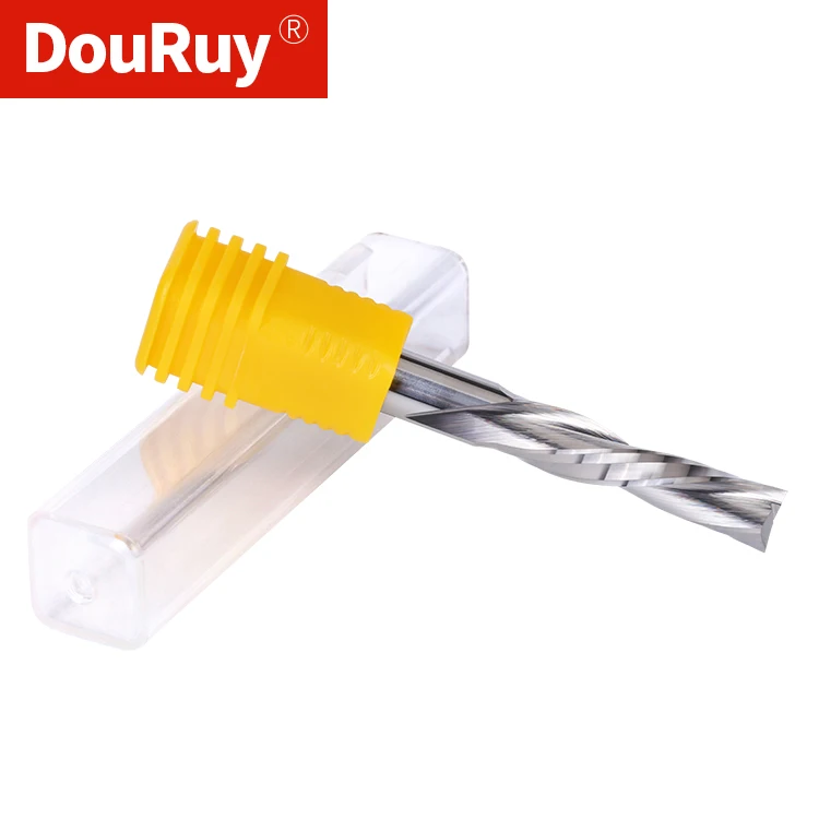 DouRuy solid carbide left handed 2 flute spiral  bits down cut carbide end mill wood milling cutter