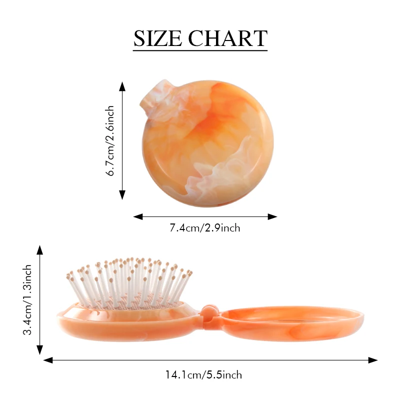 Wide Tooth Mini hair brush set With Grip Detangler Hairbrush For Wet Dry Hair Brush And Comb Set Insoluble masterbatch marbling