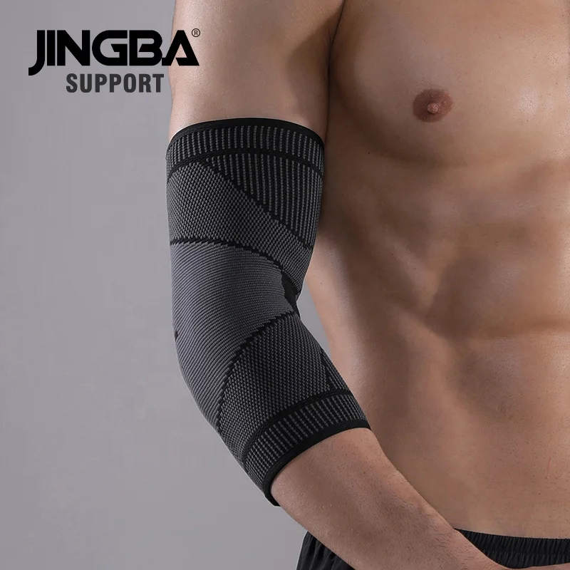 JINGBA Wholesale Elastic Knitted Tennis Arm Sleeve Compression Elbow Support Reduce Joint Pain During Any Activity