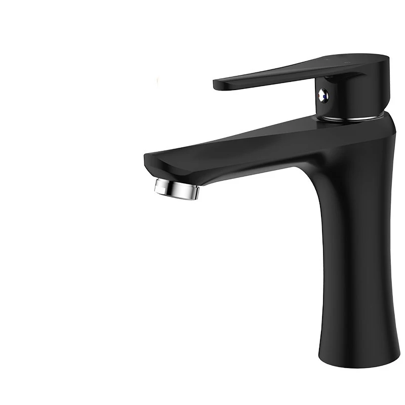 Factory Hot Sell Brass Basin Taps Black Chrome Single Hole Hot And Cold Basin Sink Faucet