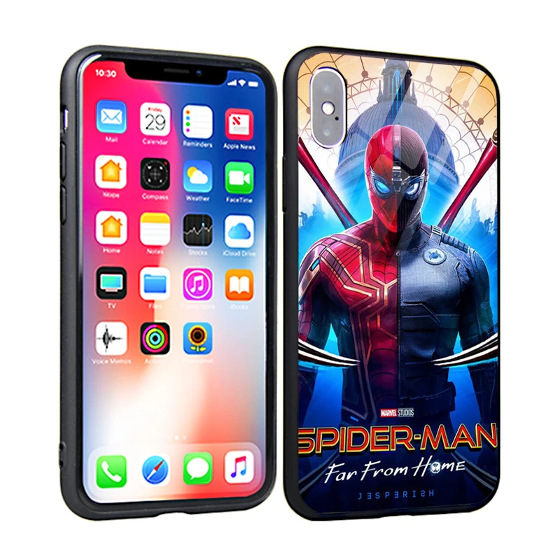Custom print Spider Man Glossy Toughened glass phone case for iPhone 12 7/8 Plus X XS XR 11Pro Mobile phone Cases
